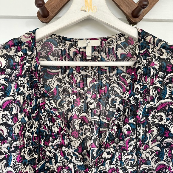 JOIE Suzetta Paisley Sheer Silk Tassel blouse - Picture 3 of 7